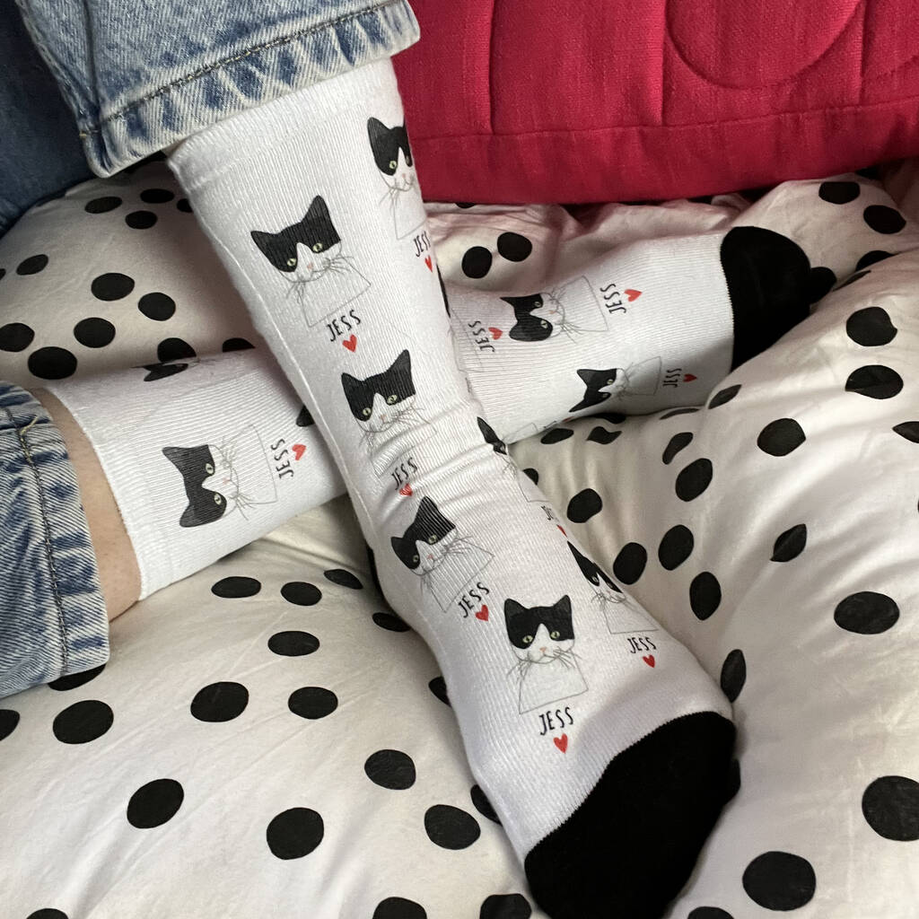 Personalised Cat Mum Or Dad Heart Socks, 1 of 12