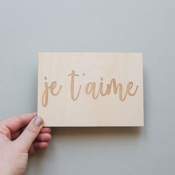 'Je T'aime' Wooden Valentine's Card, 2 of 4