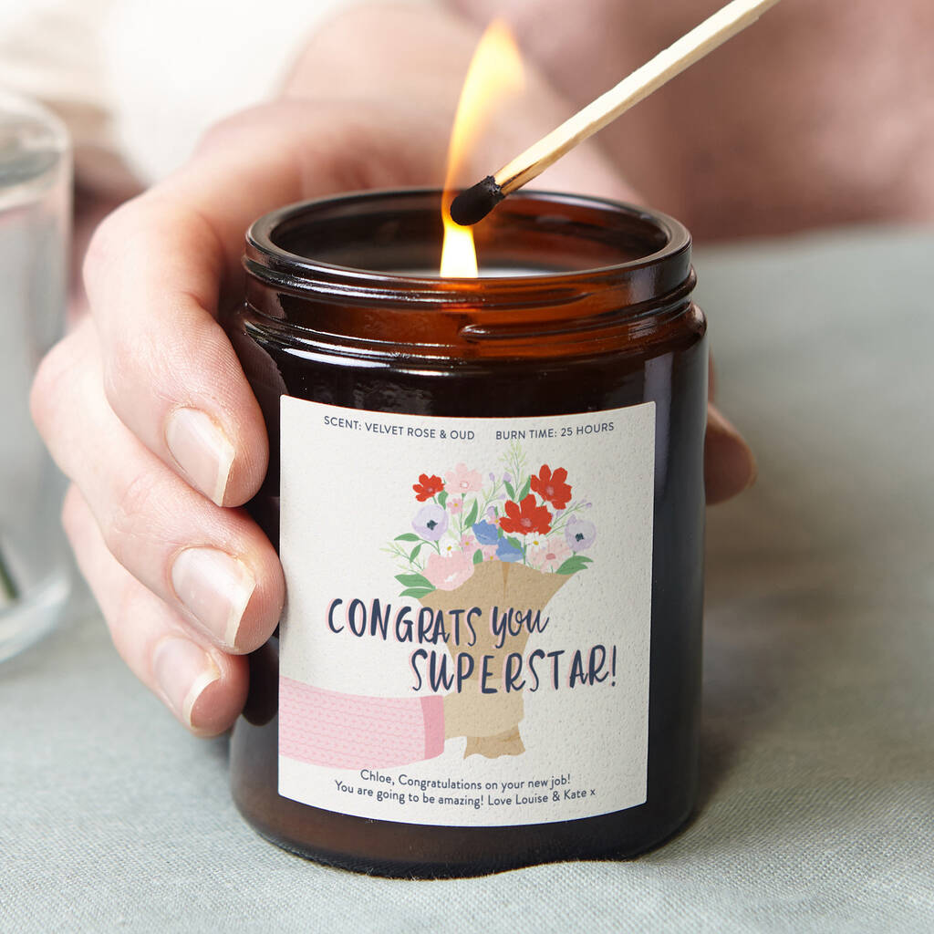 Congratulations Gift Floral Candle, 1 of 8