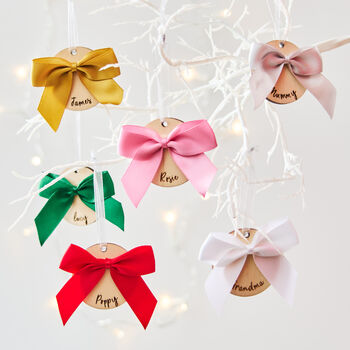 Personalised Mini Bows Christmas Decoration, 2 of 3