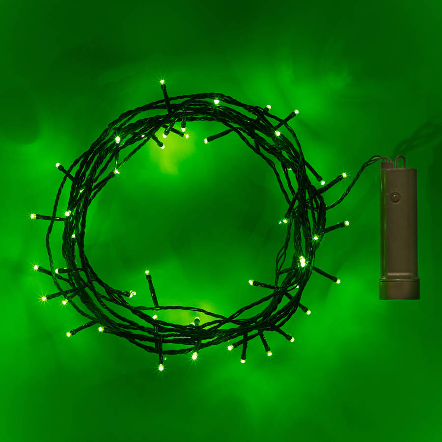 50 Green Outdoor Battery Lights By Lights4fun