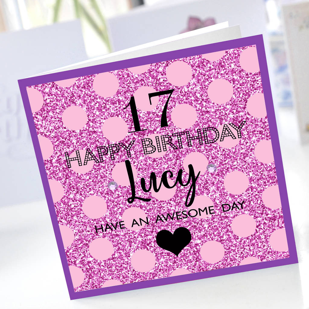 Pink Glitter 17th Birthday Card By Amanda Hancocks | notonthehighstreet.com