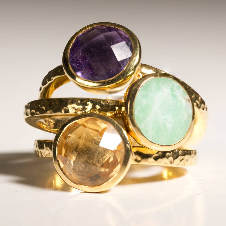 gold gemstone stacking ring by neola | notonthehighstreet.com