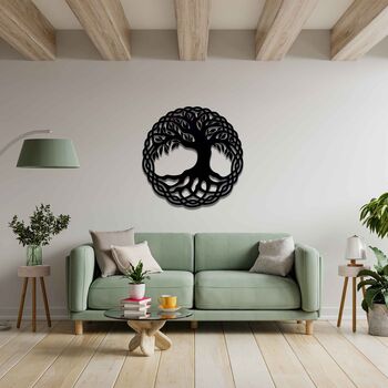 Round Tree Of Life Modern Wooden Home Decor Wall Art, 7 of 10