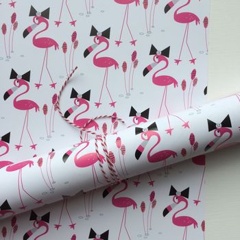 Flamingo Gift Wrapping Paper Or Gift Wrap And Card Set, 8 of 9