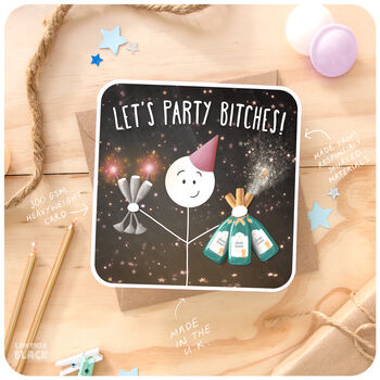 Let's Party Bitches Funny Card Birthday Celebration Hen Do Party Invite, 3 of 6