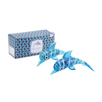 Set Of Two Glass Dolphins | Gift Box, 2 of 2