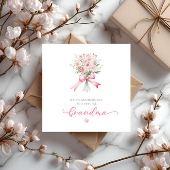 Personalised Mother's Day Card, Pink Bouquet Design. Any Name, 2 of 4