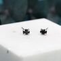 Tiny Black Oval Cz Stud Earrings Sterling Silver, thumbnail 4 of 10