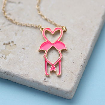 Pink Flamingo Lovebird Necklace, 2 of 7