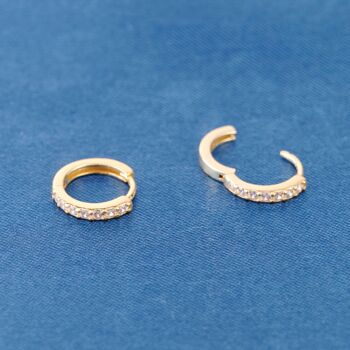 Gold Sparkly Hoops, Cz Stone Huggie Hoops, Dainty Hoops, 6 of 7
