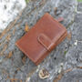 Women's Luxury Cognac Leather Tab Trifold Purse Rfid Protected Personsalised, thumbnail 2 of 7