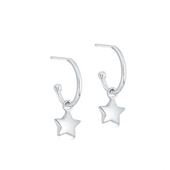 Solid Silver Star Hoop Earrings, 3 of 4