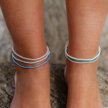 Ka'anapali Frosted Glass Beaded Anklet, 12 of 12