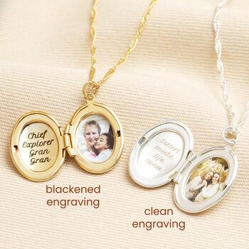 Personalised Engraved Photograph Celestial Oval Locket Necklace, 5 of 12