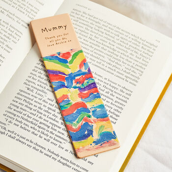 Personalised Child's Drawing Leather Bookmark, 3 of 4