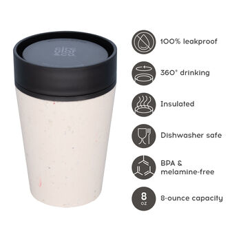 Leak Proof Reusable Cup 8oz Cream And Cosmic Black, 2 of 6