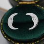 Cute Moon Face Stud Earrings In Sterling Silver, thumbnail 7 of 10