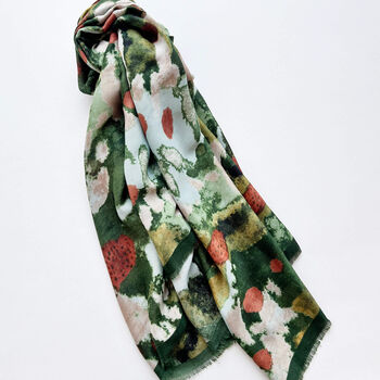 Green Floral Lightweight Scarf Gift For Her, 8 of 12