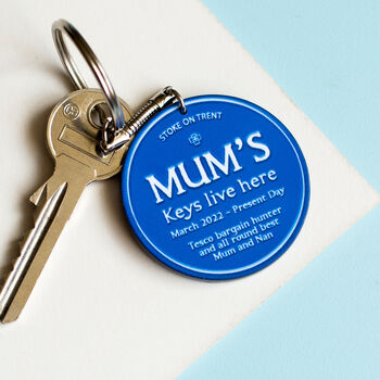 Personalised Blue Plaque Keyring For Mum, 2 of 3
