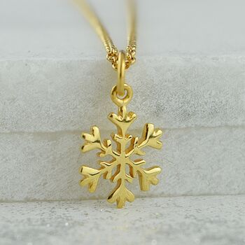 Gold Plated Sterling Silver Snowflake Necklace, 4 of 5