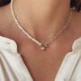 Meno Pearl T Bar Chain And Gemstone Beaded Necklace, thumbnail 1 of 5