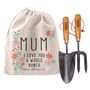 Trowel And Fork Set In Personalised Pastel Floral Bag, thumbnail 4 of 4