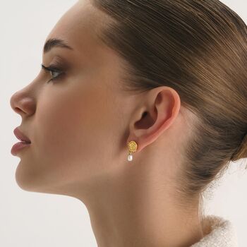 14 K Gold Pearl Goddess Sunburst Stud Earrings, 5 of 5