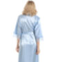 British Made Pale Blue Long Satin Dressing Gown With Lace Detail Bridal Party Ladies Size Eight To 28 UK, thumbnail 4 of 5