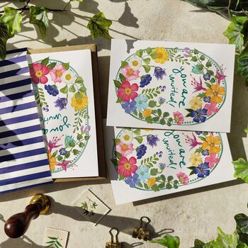 Whimsical Floral Garden Ready To Write Invitations, 5 of 7