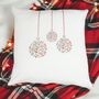 White Contemporary Christmas Bauble Cushion, thumbnail 1 of 5