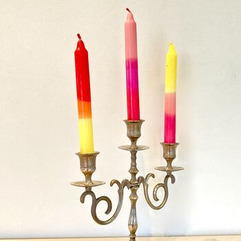 Antique Brass Three Sconce Candelabra / Candlestick ~ Four, 3 of 5