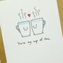 Personalised Coffee Cups In Love Handmade Card, thumbnail 1 of 5