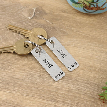 25th Silver Anniversary Numerals Pair Of Keyrings, 6 of 6