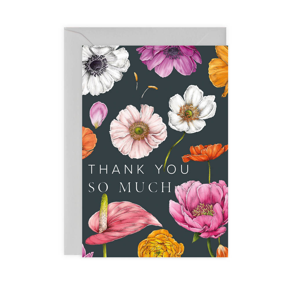 Floral Brights 'Thank You So Much' Botanical Card By Catherine Lewis Design