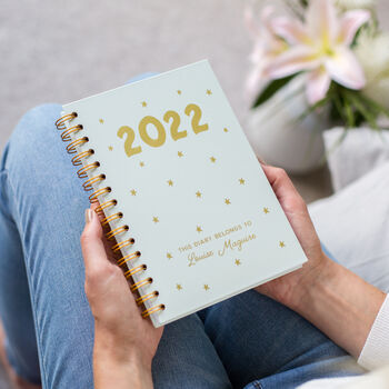 Personalised 2023 Gold Foil Diary With Stars Design, 2 of 12