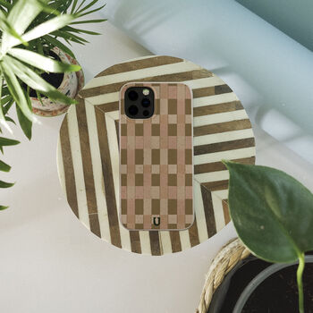 Pink And Brown Checker Eco Phone Case, 6 of 6