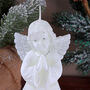 G Decor White Angel Art Candle Hand Finished With Snowflake Dress Decorative Wax Figure Symbol Of Blessings And Good Wishes, thumbnail 3 of 8