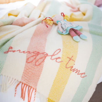 Hand Embroidered Striped Snuggle Throw, 3 of 4