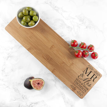 Personalised Mr And Mrs Bamboo Serving Board, 5 of 5