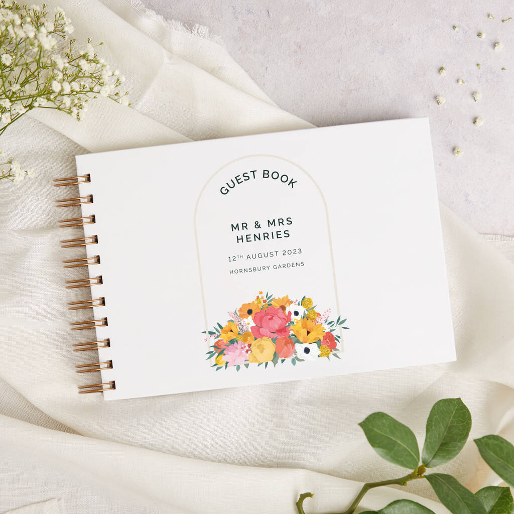 Bright Flowers Wedding Guest Book, 1 of 4