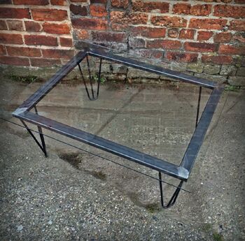 Industrial Hairpin Glass Coffee Table 209, 3 of 5