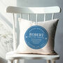 Blue Plaque Personalised Cushion, thumbnail 1 of 3