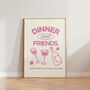 Dinner And Friends Retro Hand Drawn Illustration Print, thumbnail 3 of 10