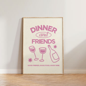 Dinner And Friends Retro Hand Drawn Illustration Print, 3 of 10