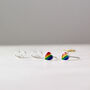 Sterling Silver Rainbow Enamel Heart Stud Earrings, thumbnail 4 of 10