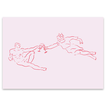 Creation Of Man Renaissance Pink And Red Art Print, 2 of 2