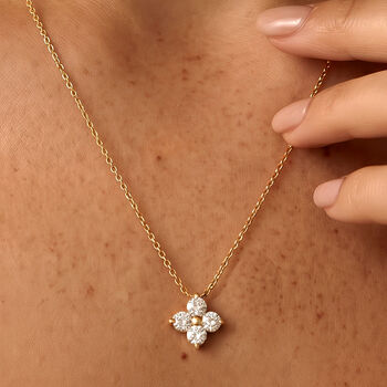 Gold Or Silver Moissanite Flower Necklace, 2 of 7