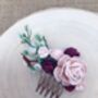Burgundy And Blush Flower Hair Comb, thumbnail 3 of 3
