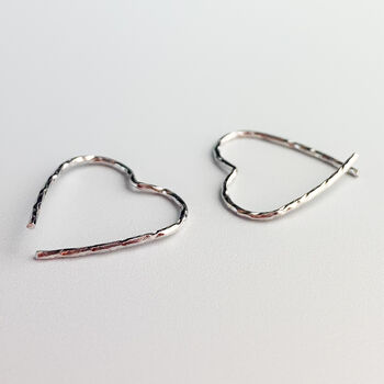 Sterling Silver Heart Shape Hoop Earrings, 2 of 5